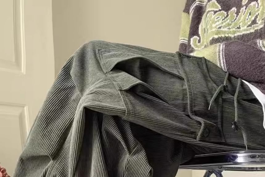emeisa - Corduroy broek met hoge taille en wijde pijpen
