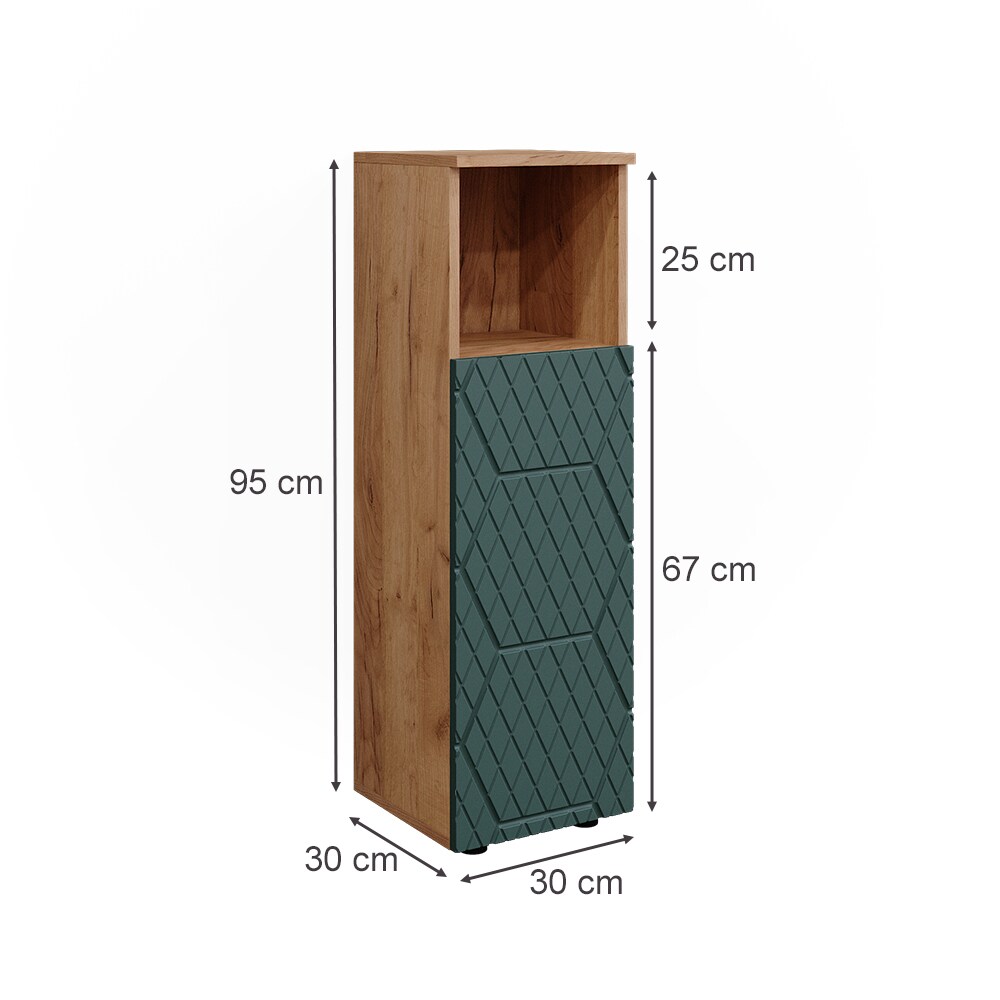 Vicco Midischrank Irma Eiche Grün 30 x 95 cm Badezimmer