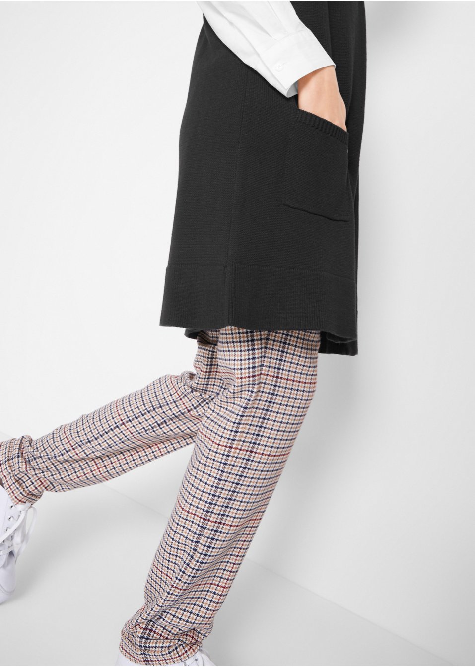 Gilet long sans manches en maille