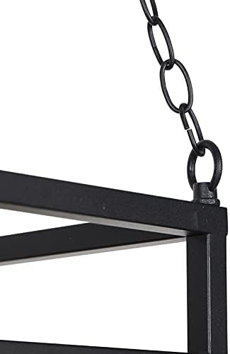 QAZQA - Industrie I Vintage I Industrie I Vintage I Hängelampe I Pendellampe I Pendelleuchte schwarz mit Holz 5-flammig-Licht - Regal I Wohnzimmer I Schlafzimmer - Rechteckig I Länglich - LED geeignet