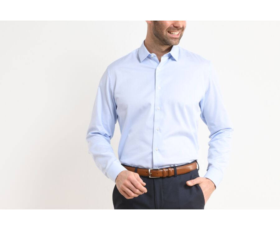 Chemise coton bleu pâle - Col français - PATERNE CLASSIC