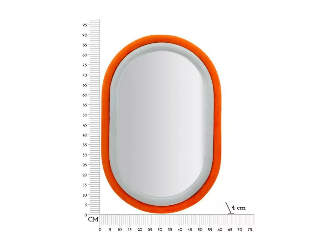Miroir Marinetti, Verre miroité, Objet d'ameublement mural, Décoration avec miroir, 60x4 h90 cm, Orange et Gris