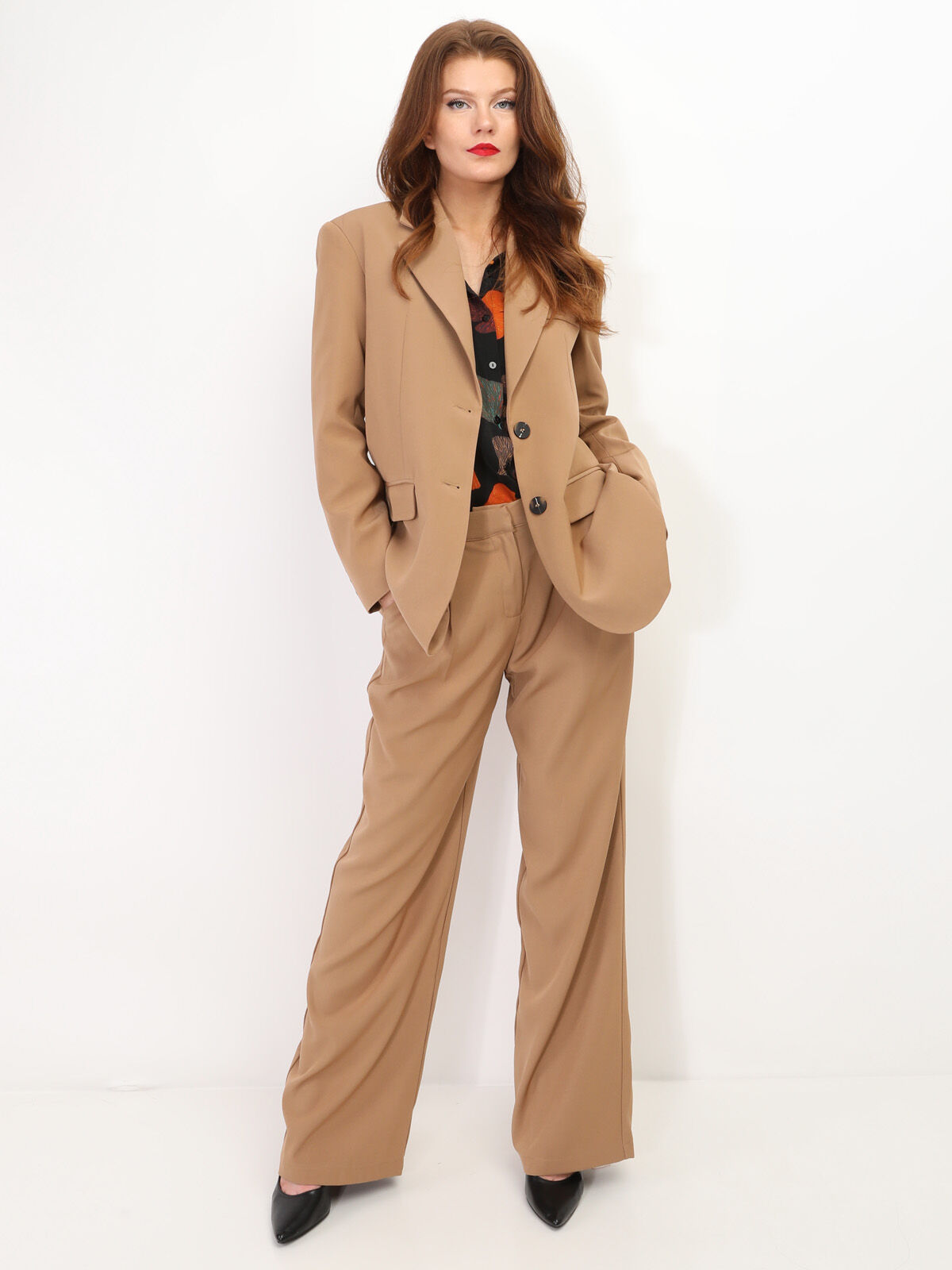Pantalon de costume large- Marron clair