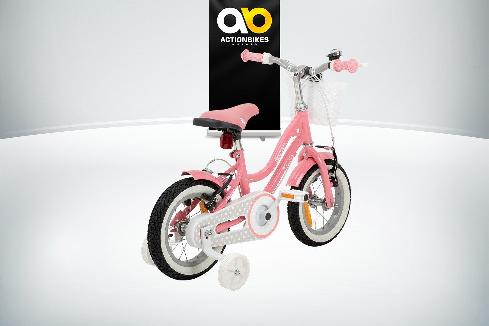 Actionbikes Kinderfahrrad Starlight 12 Zoll, Rosa, Stützräder, Fahrradkorb, Klingel, Kettenschutz (Classic)