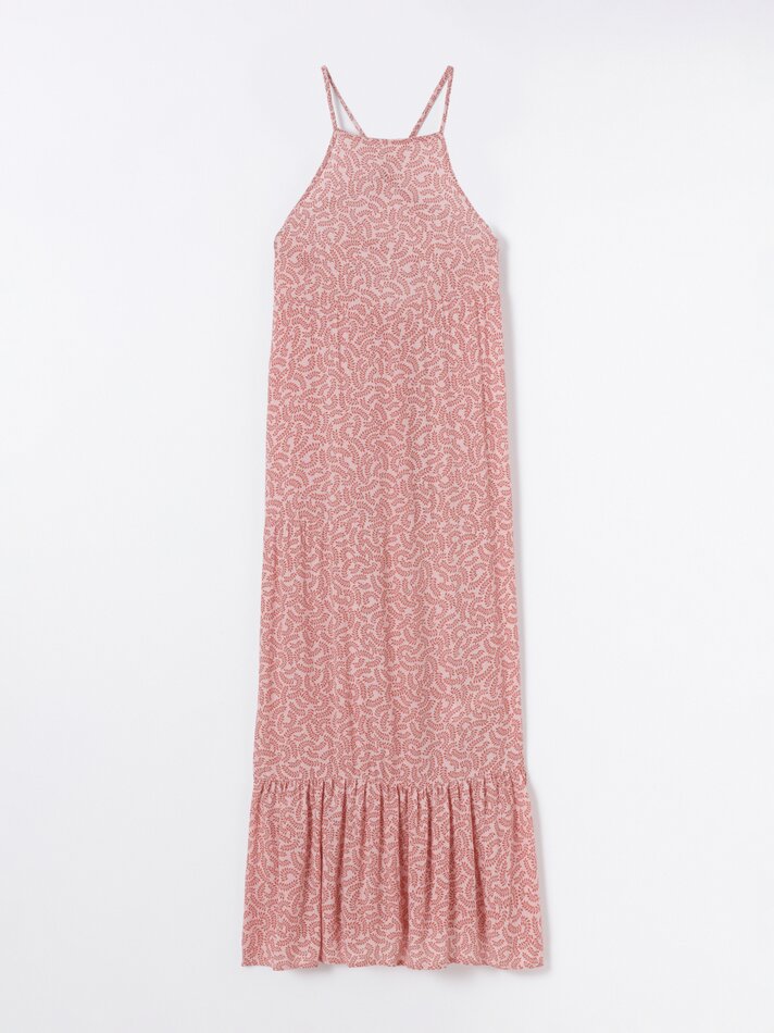 Vestido longo estampado - Vermelho