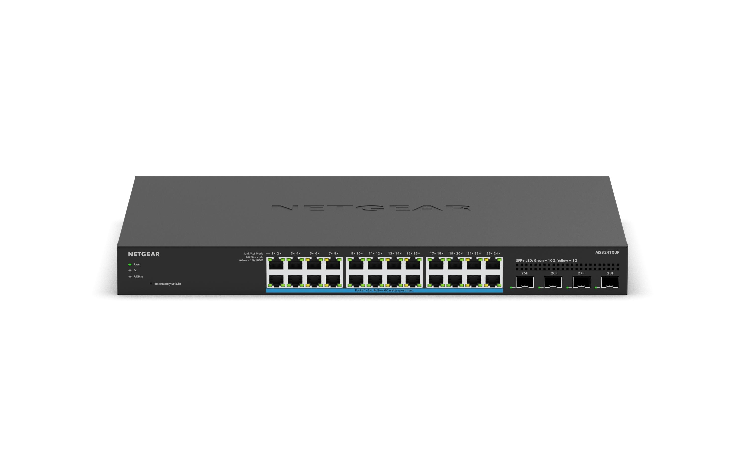 PoE++ Switch MS324TXUP 28 Port<br>24-Port Multi-Gigabit (2.5G) Ethernet Ultra60 PoE++ Smart Switch mit 4 SFP+ Ports