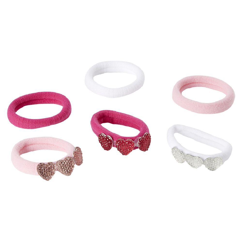 Élastique enfant mousse coeur strass x6