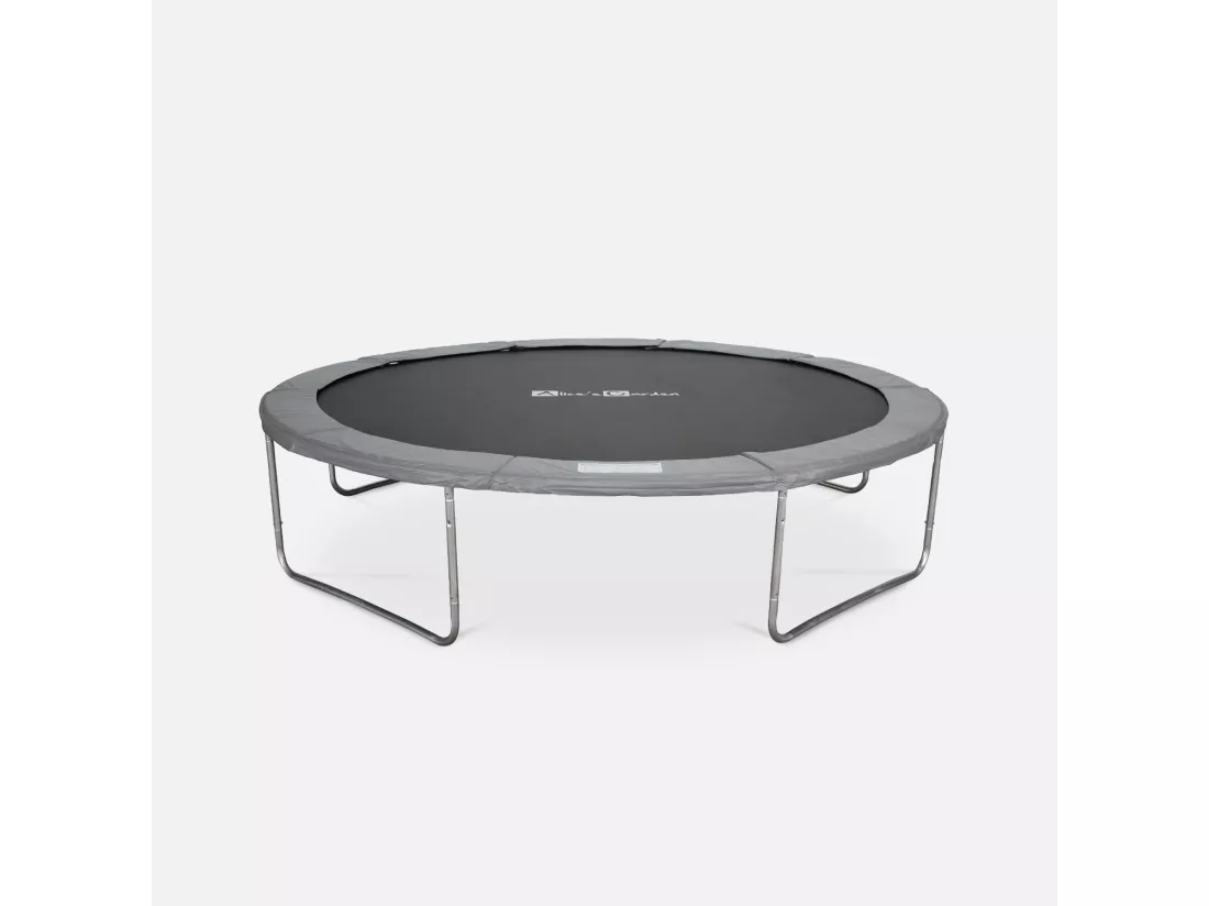 Trampoline rond Ø 370cm gris avec son filet de protection - Saturne - Trampoline de jardin 370 cm 3m| Qualité PRO. | Normes EU.