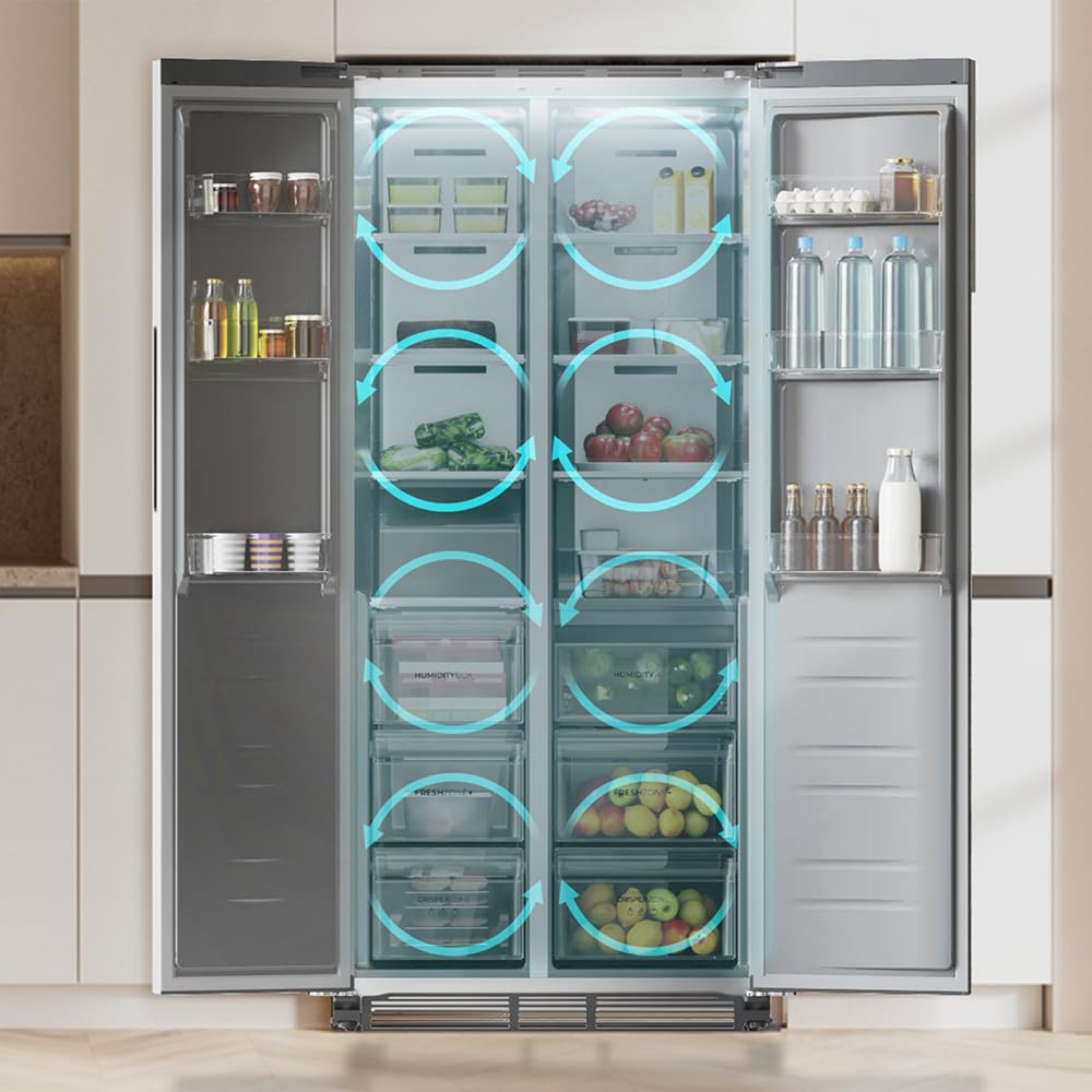 Cecotec Réfrigérateur américain Bolero CoolMarket SBS 436 SBI Inox E. Réfrigérateur américain inox, 436L, Total No Frost, Inverter Plus, MultiAirFlow,