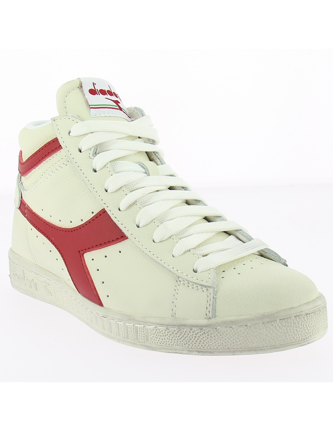 diadora Sneakers montantes mixte game l hi waxed cuir blanc/rouge