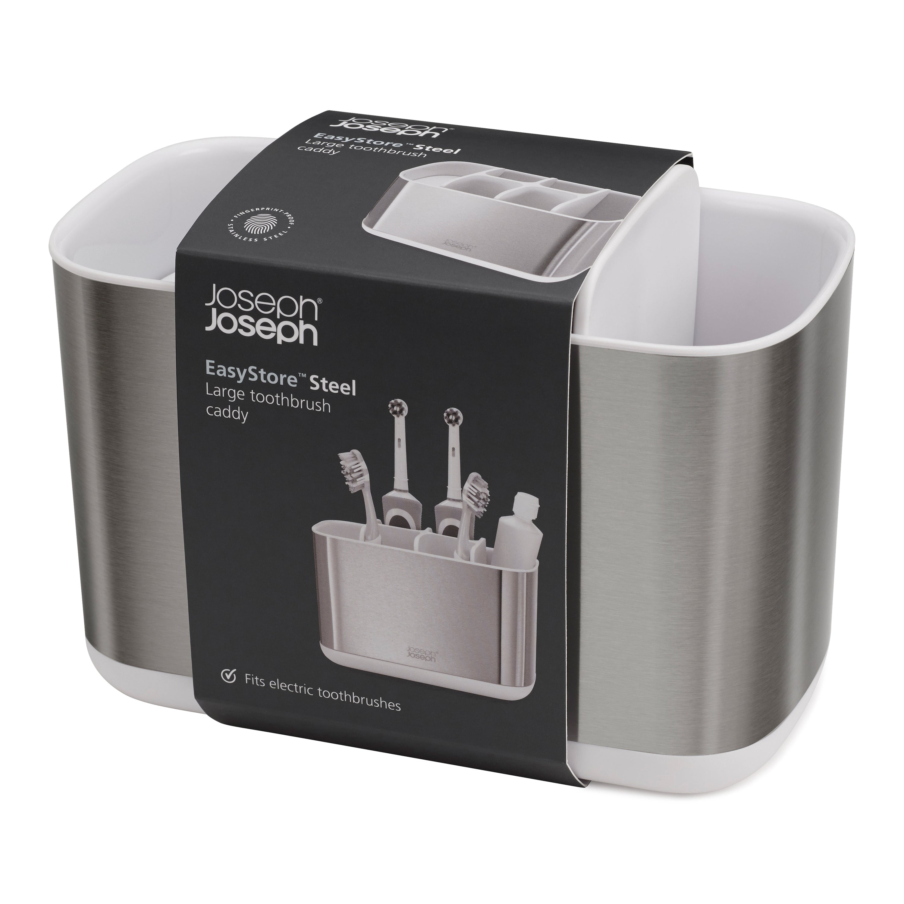 Joseph Joseph Easy-Store Tandenborstelhouder Groot Staal - Zilver / Wit