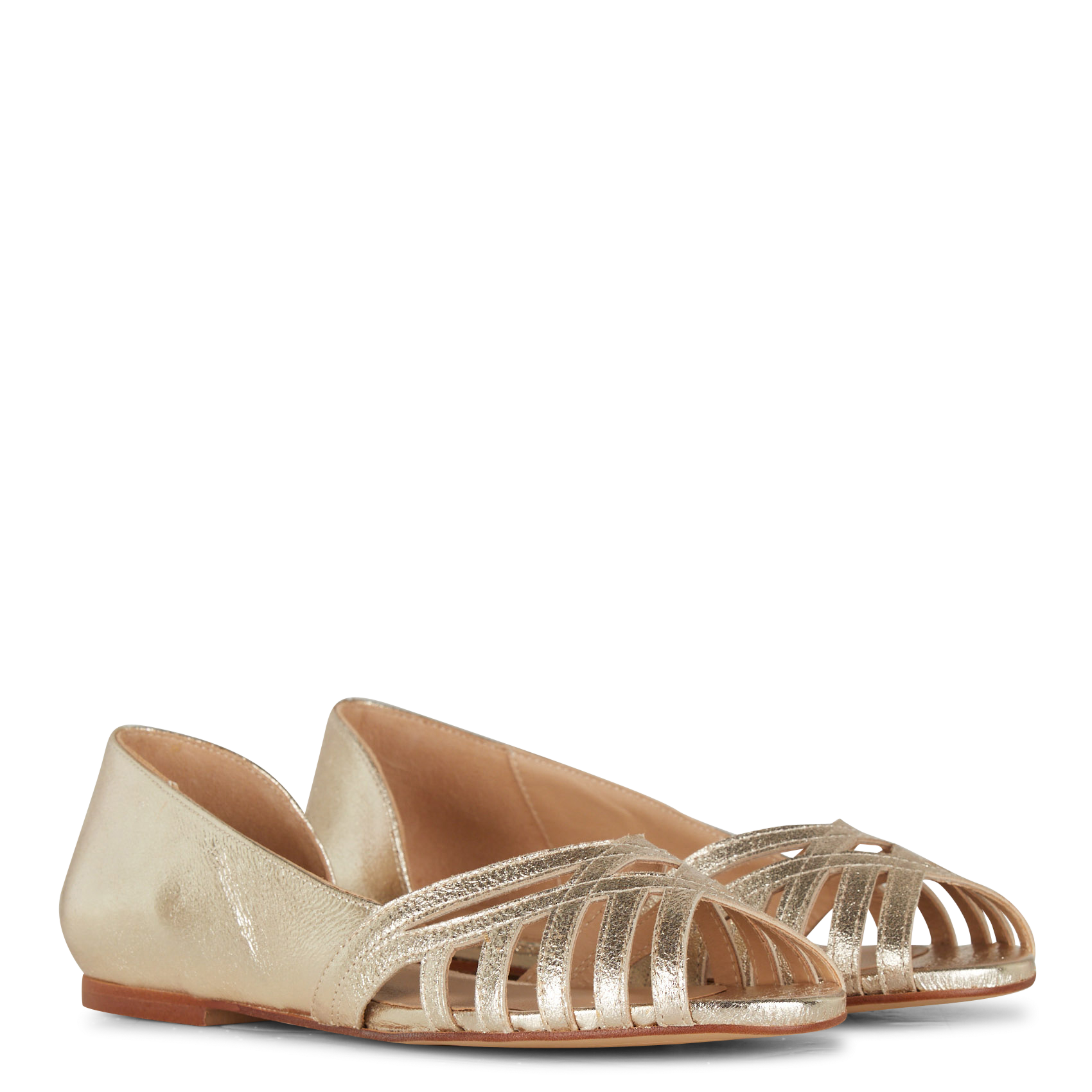 DALYNA - Sandales plates en cuir | Doré