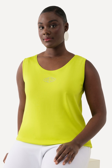 Top, Pima Cotton, Slim, Rundhals, Ziersteinchen, ärmellos