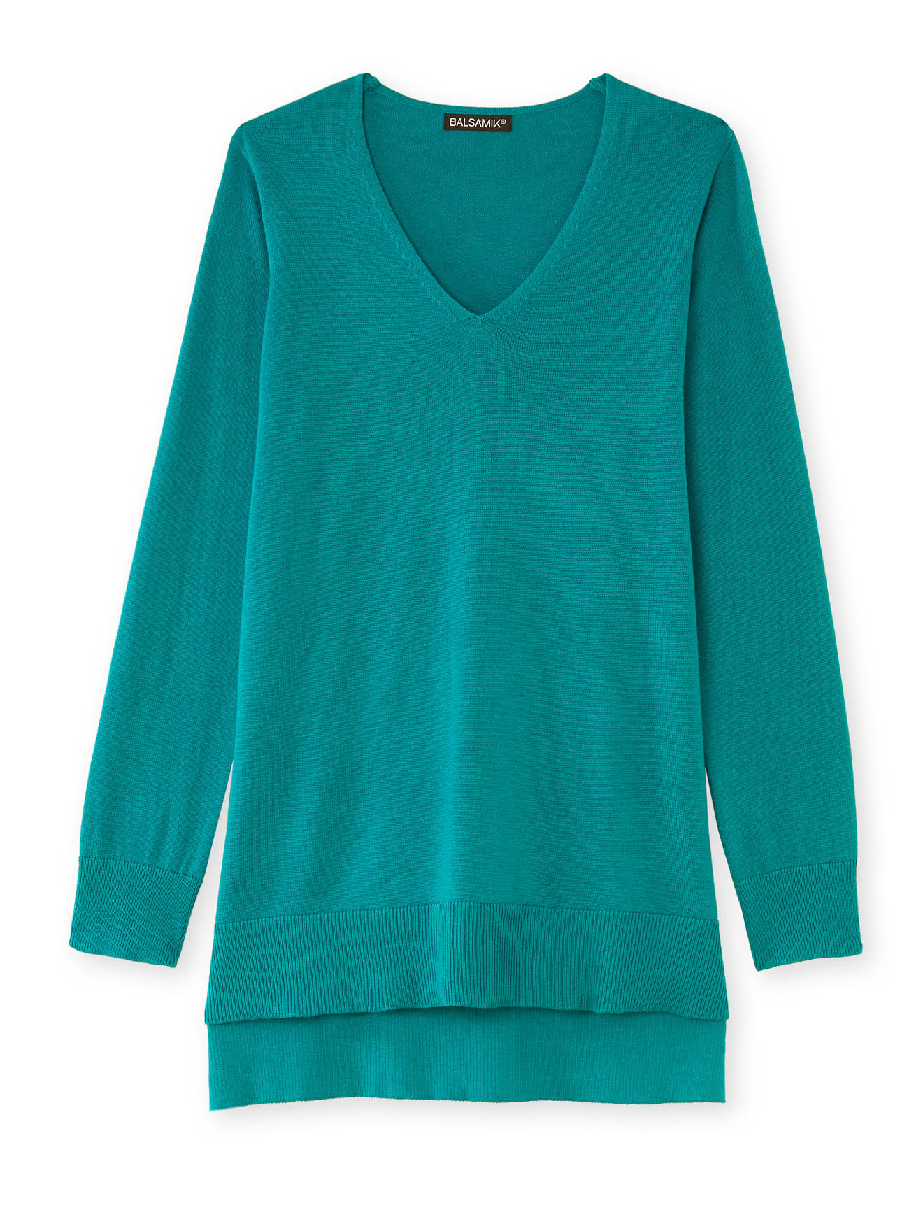 Pull tunique maille fine col V