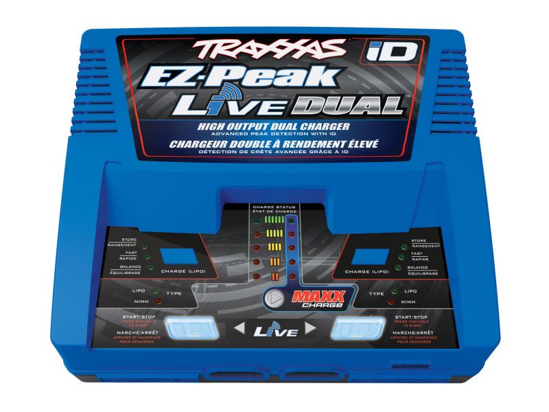 Traxxas Dual-Ladegerät EZ Peak Live Dual 2-4S Leistungsstarkes Ladegerät für Traxxas ID Akkus