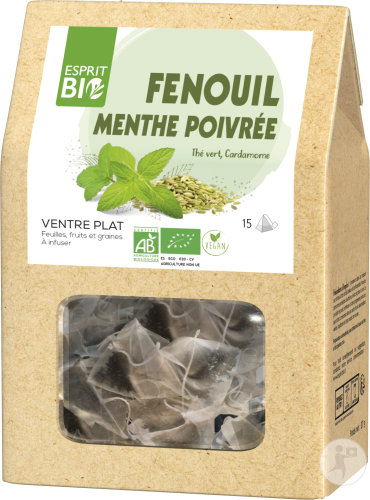 Esprit Bio Fenouil-Menthe Poivrée À Infuser Ventre Plat Bio 15 Sachets Pyramides