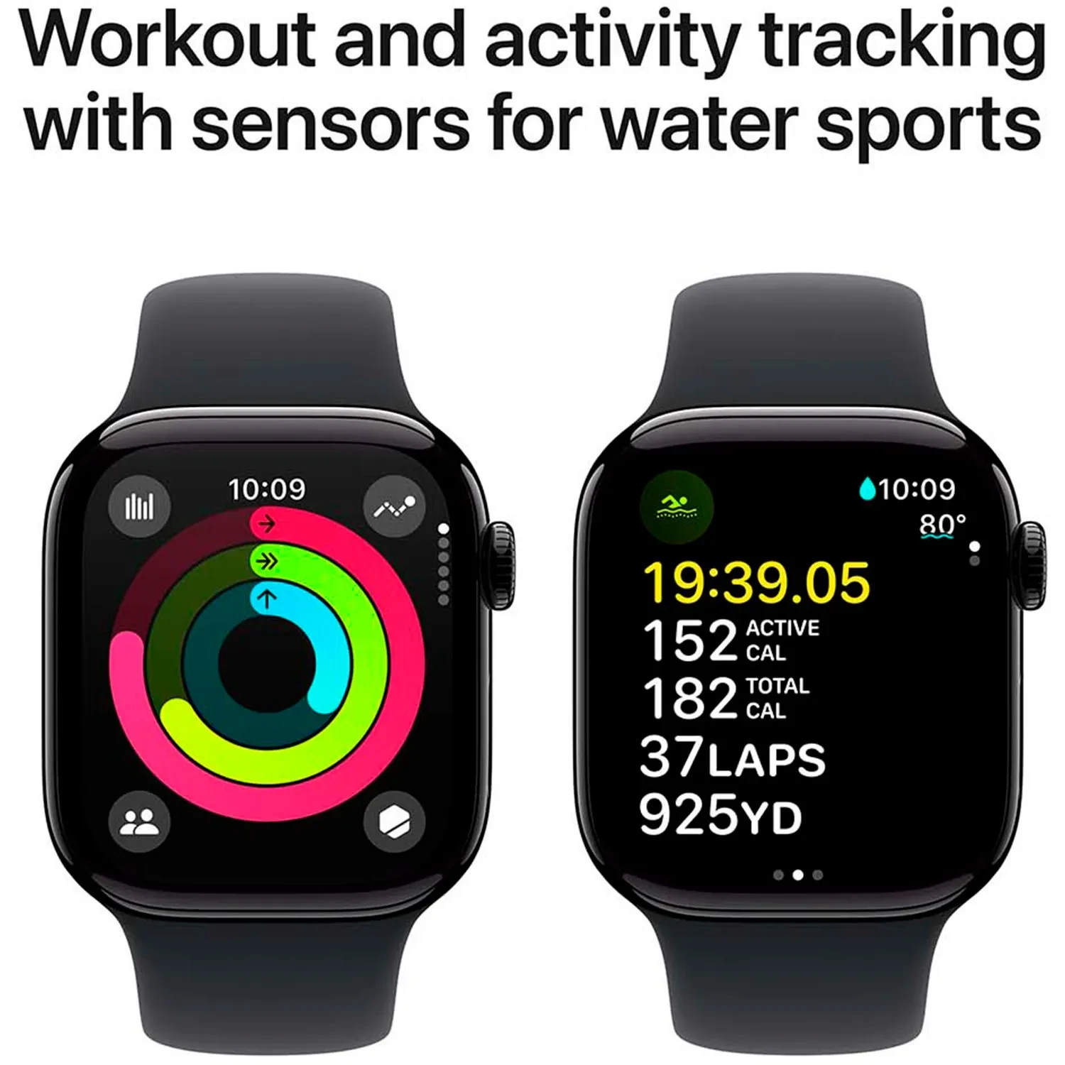 Apple Watch Series 10 GPS 42mm Jet Black Aluminium Sport Band S/M MWWE3