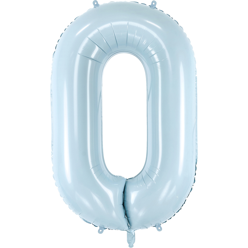 Partydeco Folienballon Zahl 0, hellblau