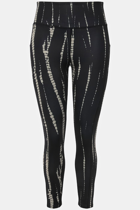 Sport-Tights, HighWaist, knöchellang, Batikprint, seitliche Tasche