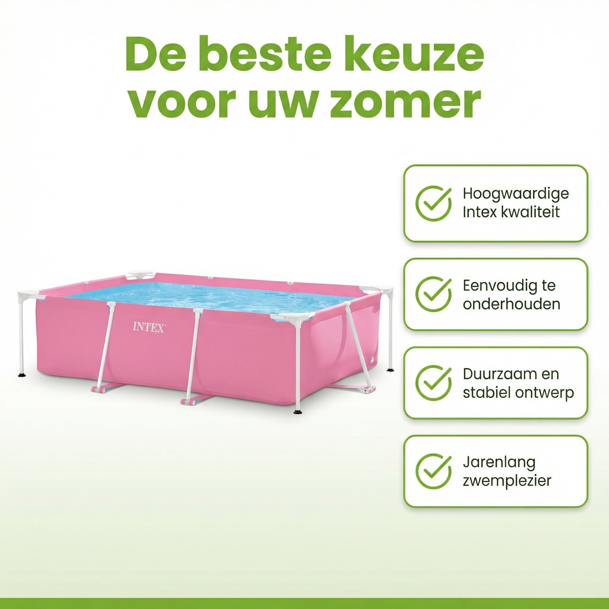 Intex Rechthoekig Frame 220x150x60cm Zwembad - Pink