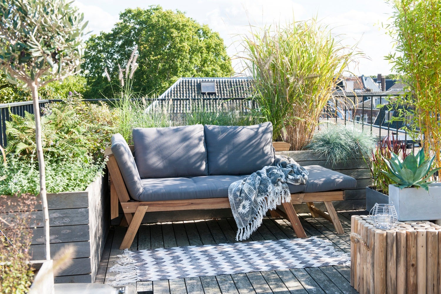 Intratuin tuinbank Lorient grijs 175/220 x 90 x 75 cm