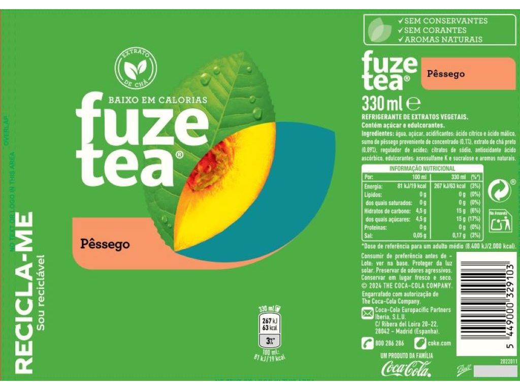 ICE TEA FUZE TEA PESSEGO LATA 6X0.33L
