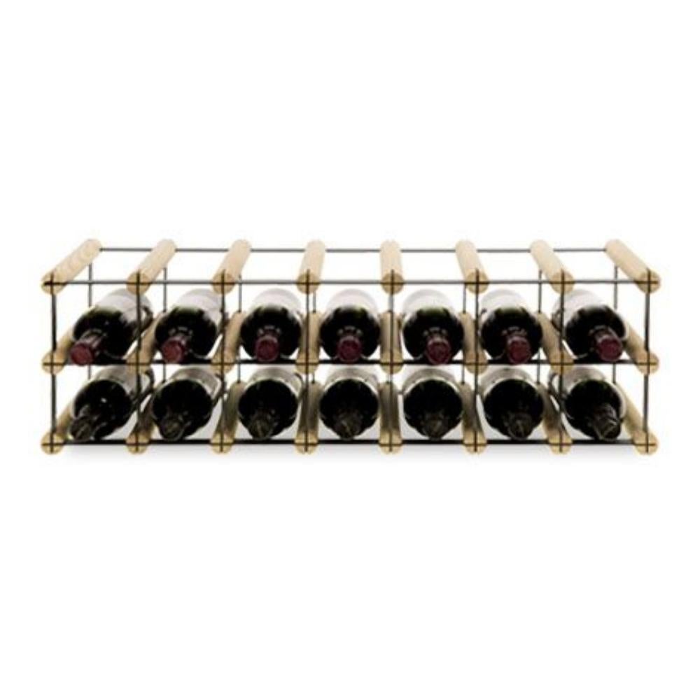 PROREGAL Modulair Wijnrek Vinotega Mod Metaal HxBxD 22,5 x 72,5 x 24,5 cm 7 x 2 Flessen Massief Dennenhout Natuurlijk