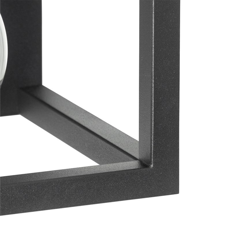Industriële wandlamp zwart met rek 2-lichts - Cage Rack