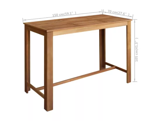 Table de bar Bois d'acacia solide 150 x 70 x 105 cm