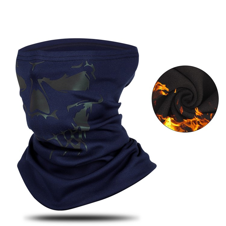 Reflektierendes Bandana Motorrad Schal Fahrrad Halstuch Biker Sturmmaske Ski Schlauchschal Totenkopf Design - Blau