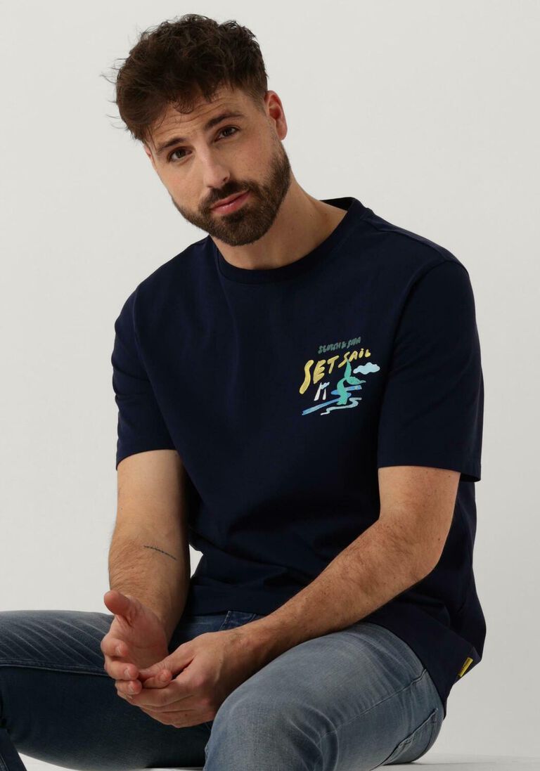 SCOTCH & SODA donkerblauwe scotch & soda t-shirt front back sailor artwork t-shirt
