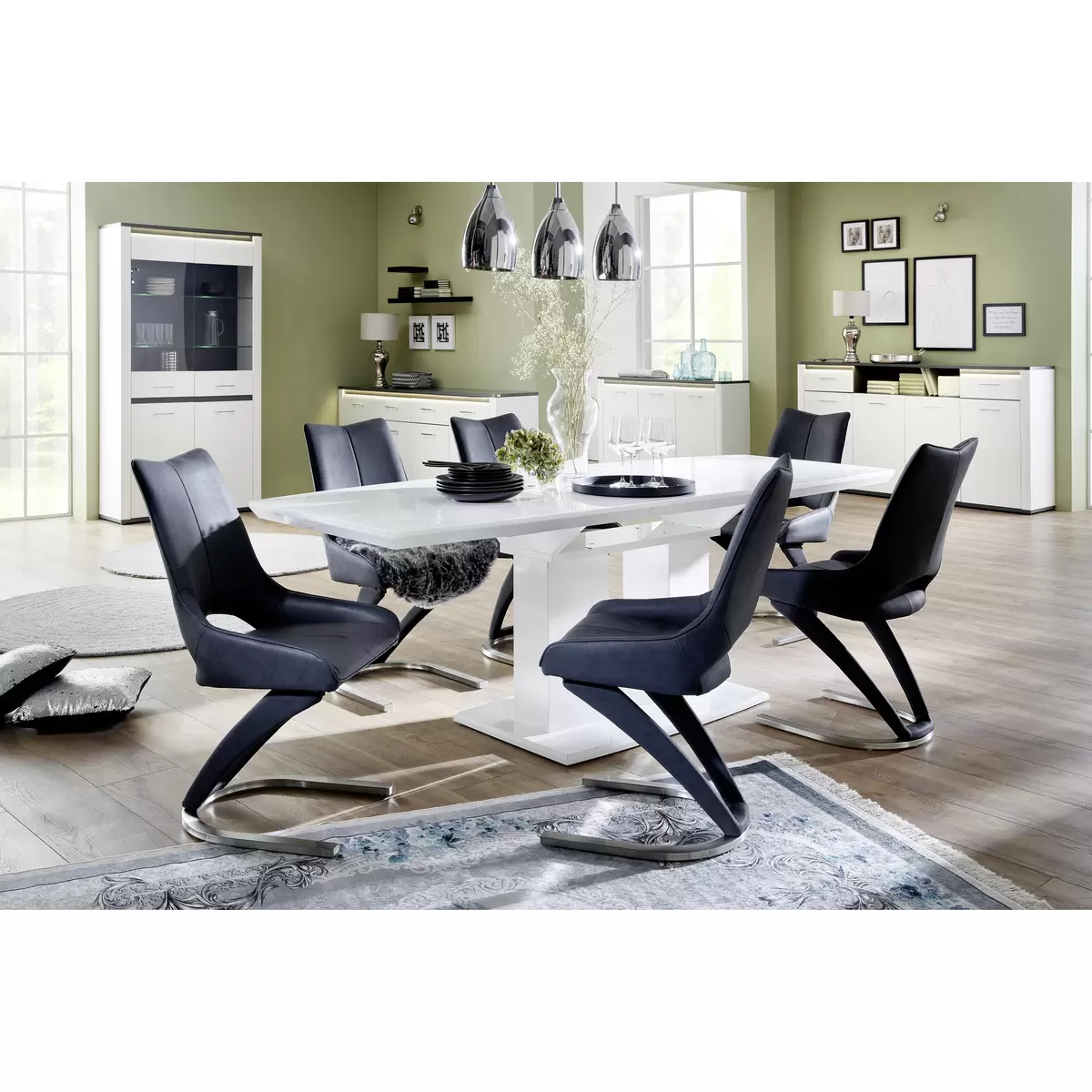 Highboard Alassio weiss,grau