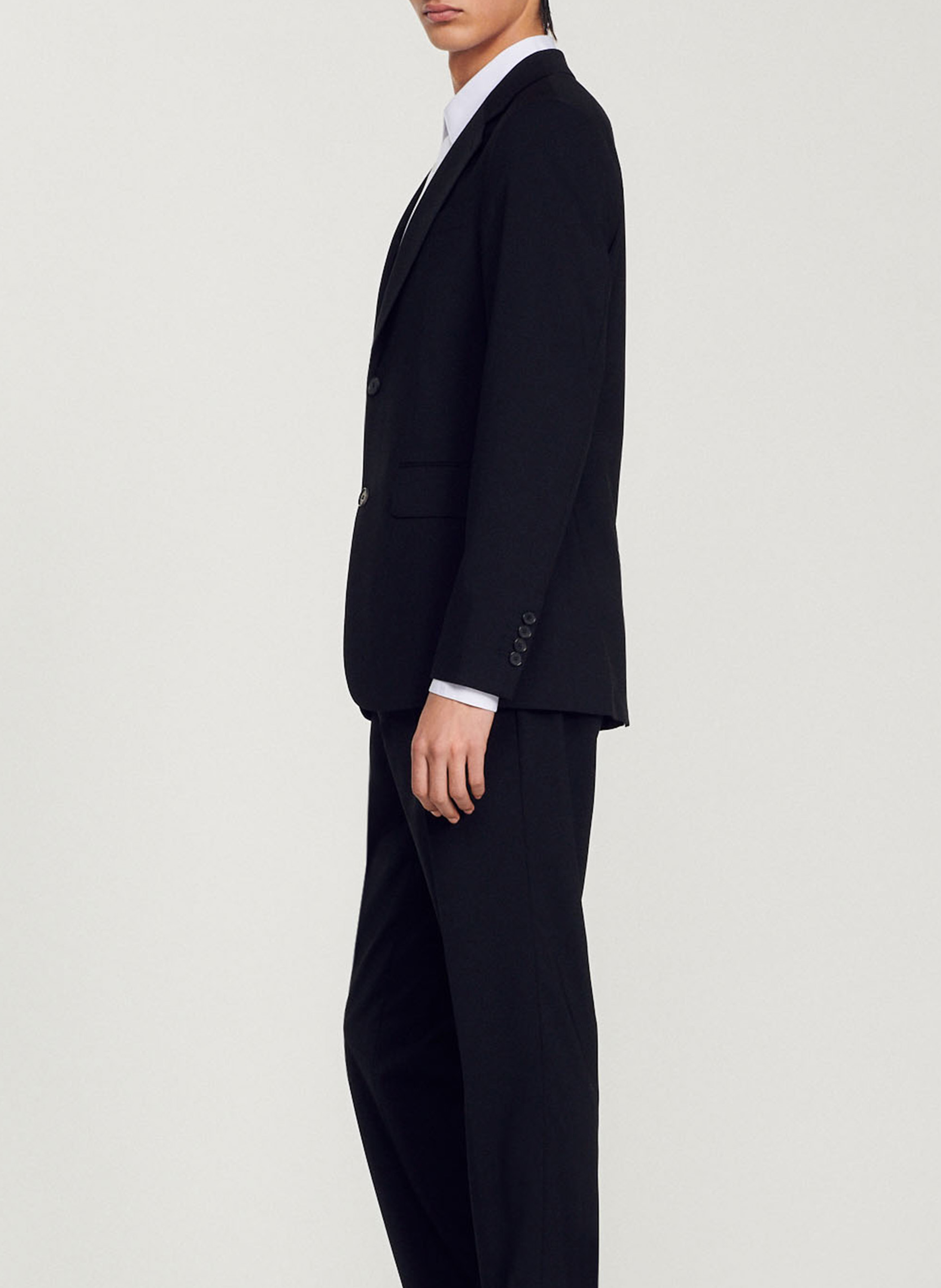 Veste de tailleur en laine mélangée| Noir