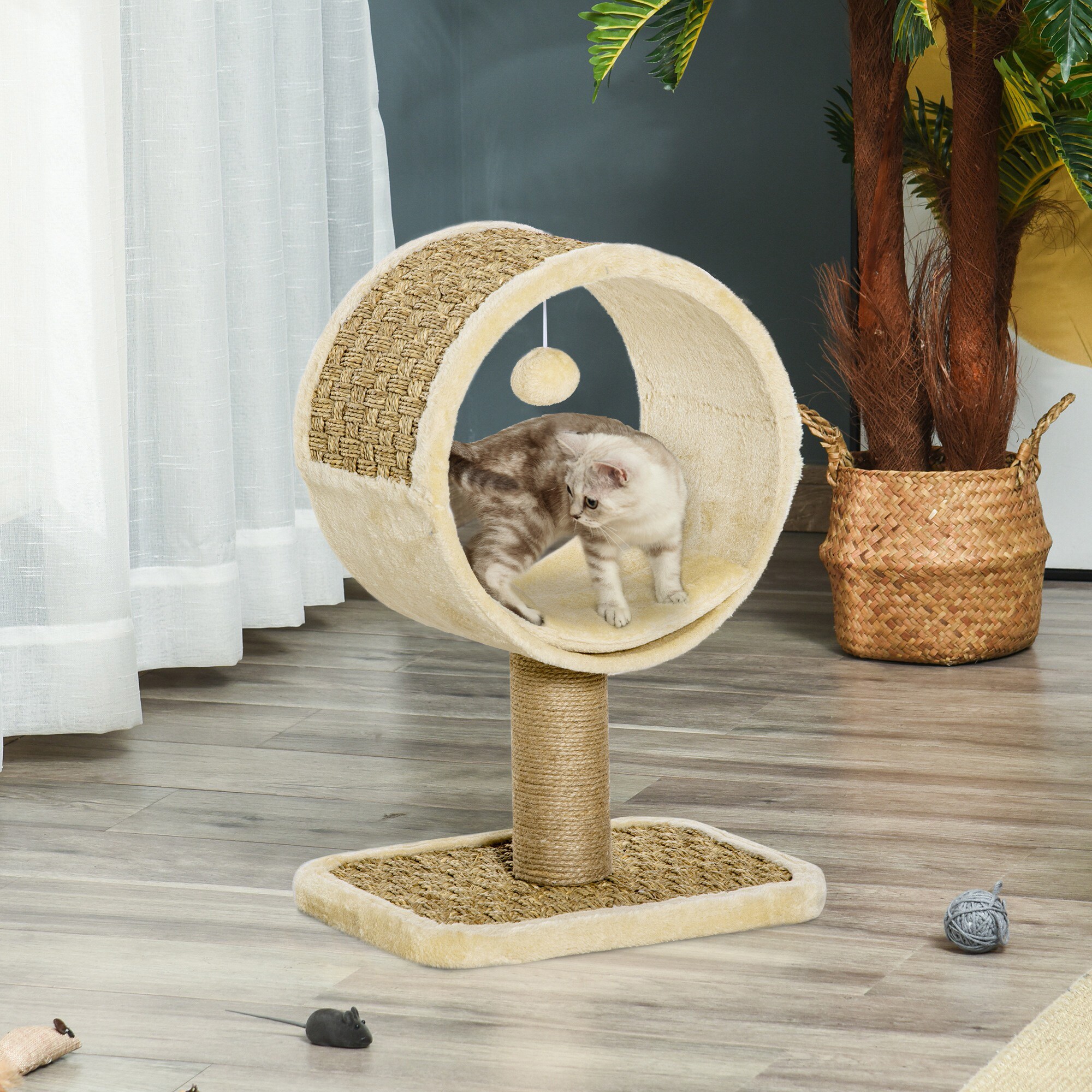 PawHut Kratzbaum mit Mausspielzeug bunt 40L x 30B x 56H cm