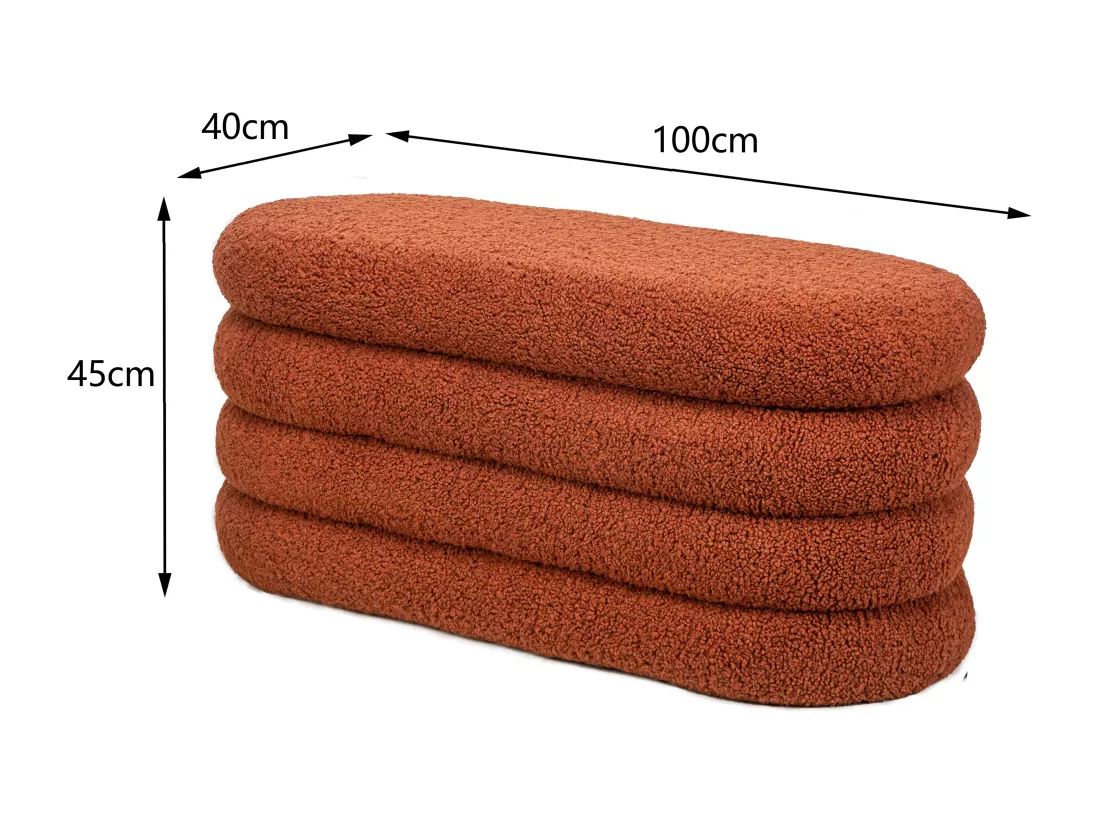 Banc avec rangement en bouclettes terracotta