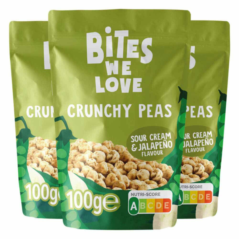 3x BitesWeLove Crunchy Peas Sour Cream & Jalapeño100 gr