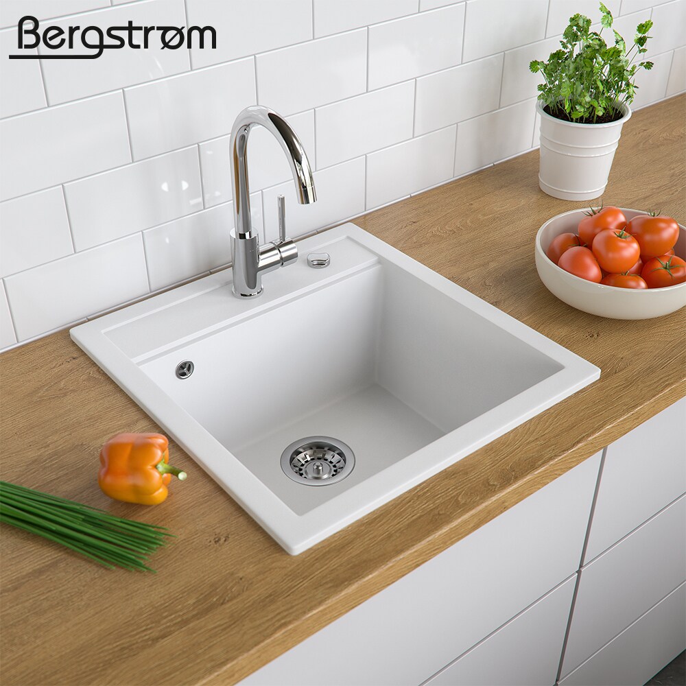 Bergström Granit Spüle Küchenspüle Einbauspüle Spülbecken 490x500mm Weiß