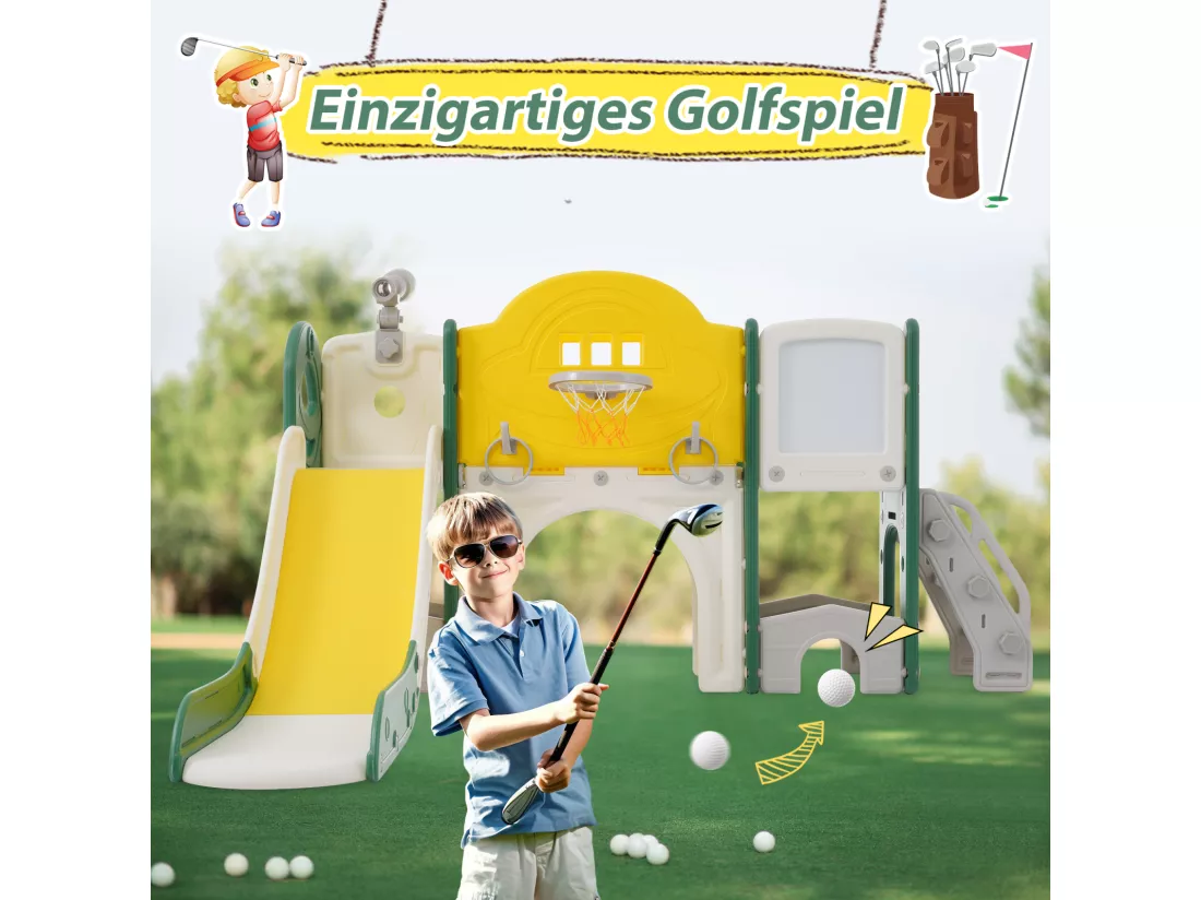 Jouet d'escalade pour enfants 10 en 1 avec toboggan, autoportant, escalade, jeu de forage, gris