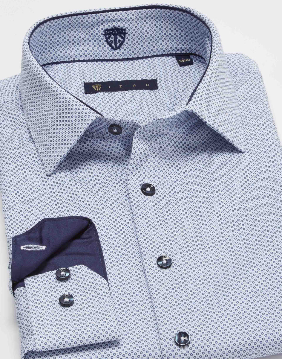 Chemise micro motif bleu ciel
