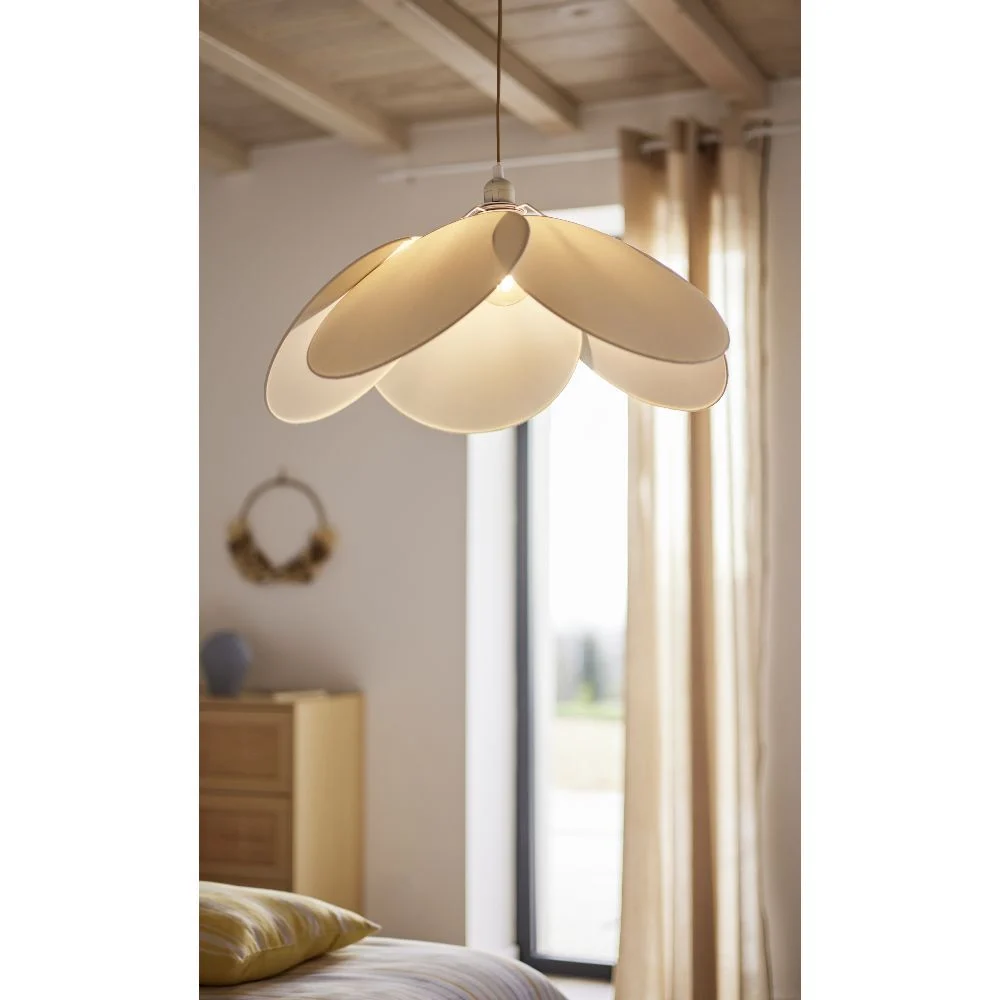 Suspension fleur forme pétale blanc crème Ø60xH80cm