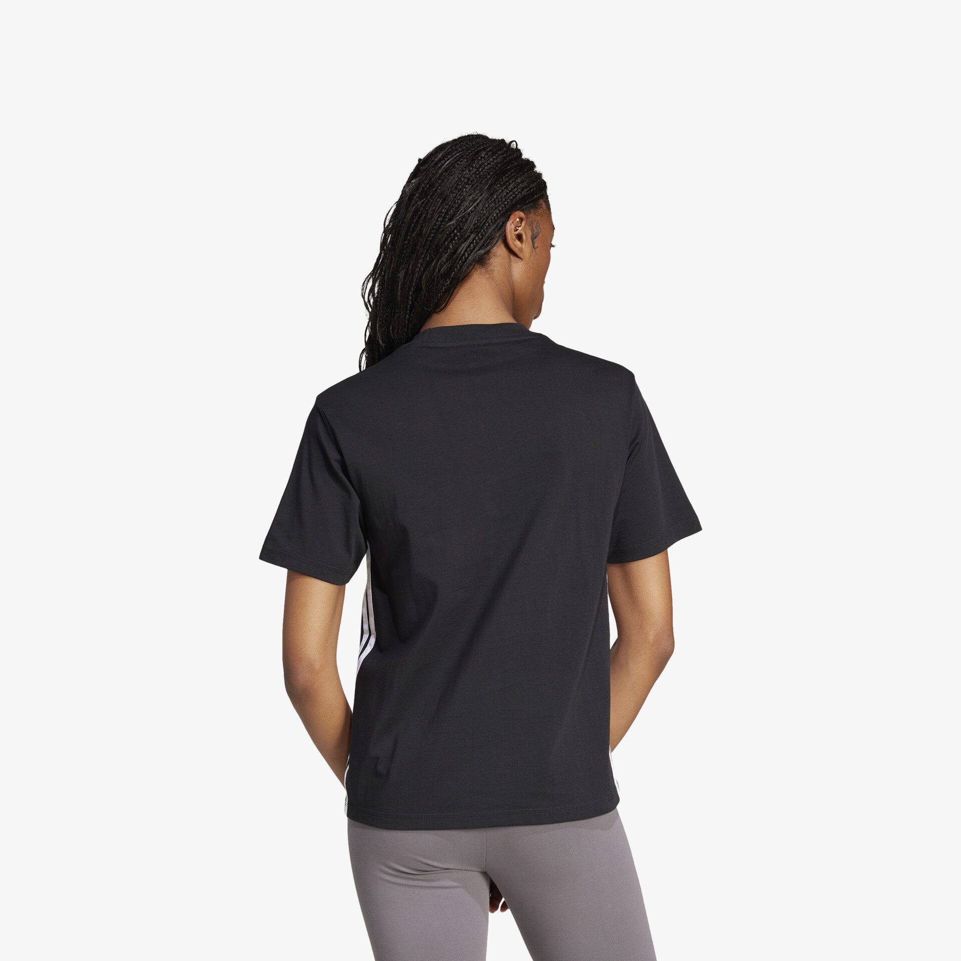 adidas Essentials 3 Streifen Damen T-Shirt schwarz