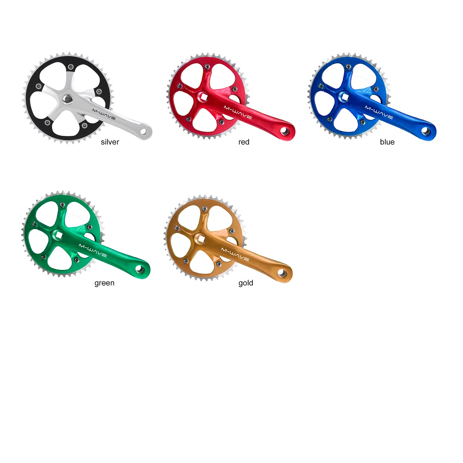 M-Wave 1-fach Kurbelgarnitur Kurbel 44 Zähne 165 mm JIS Vierkant Tretkurbel Fahrradkurbel Kettenradgarnitur Singlespeed Fixie