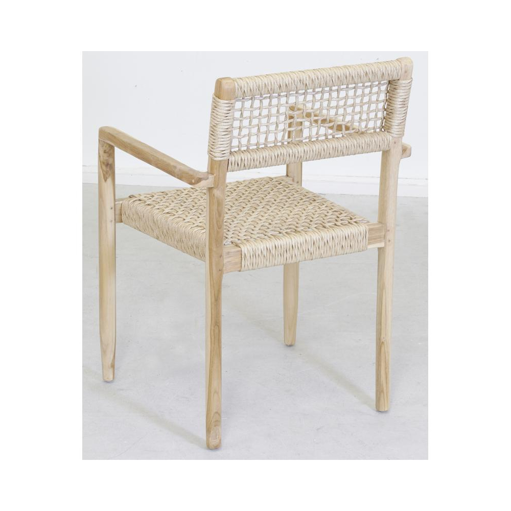 Fauteuil en teck et cannage synthétique droit