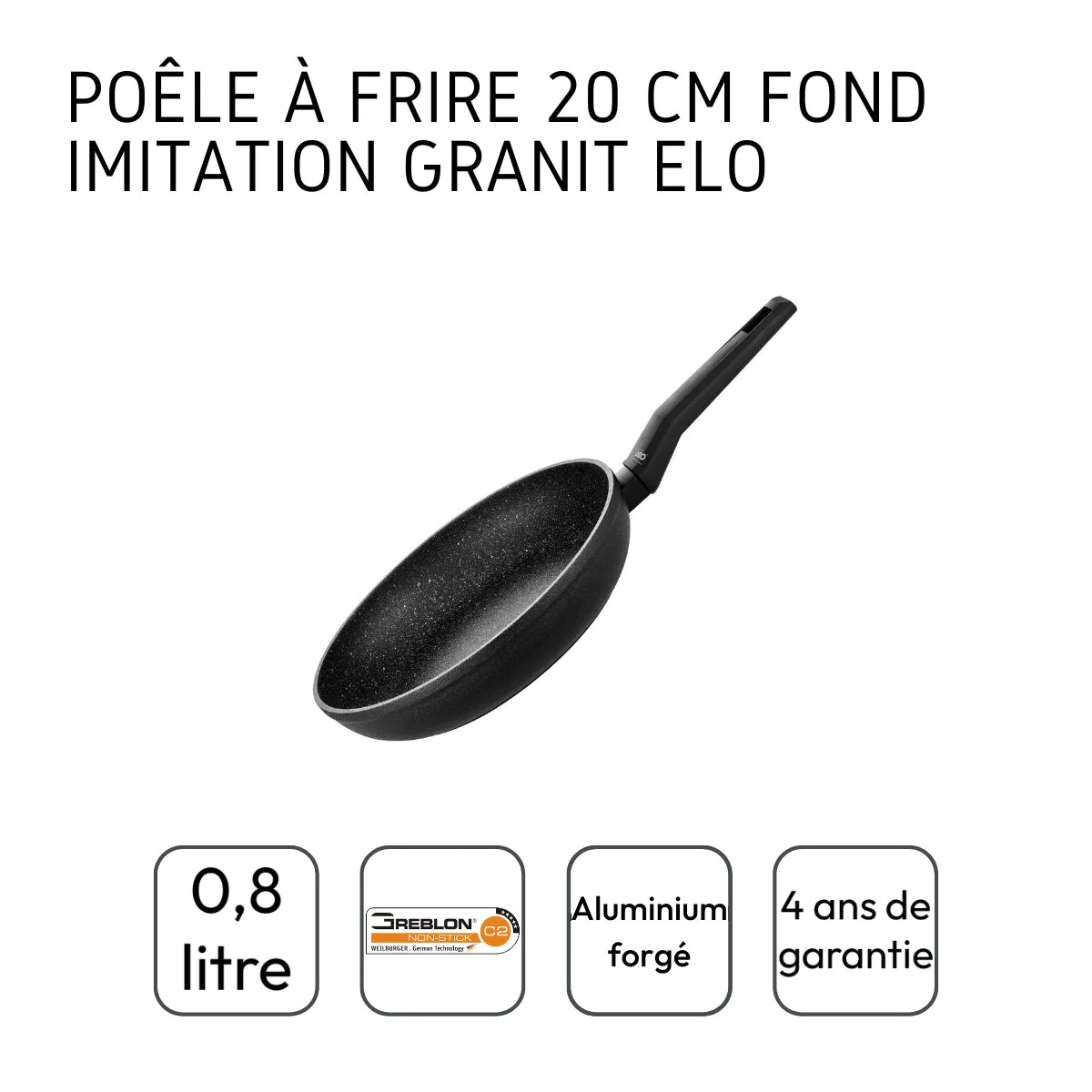 Poêle à frire 20 cm en aluminium forgé Granit Solution Elo
