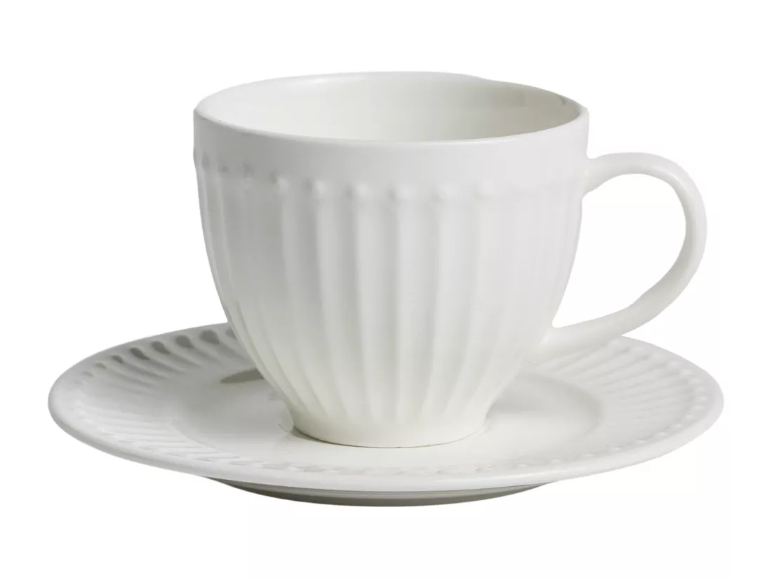 Tasse Avec Soucoupe Carrina Blanc Moyen 6 x 12.2