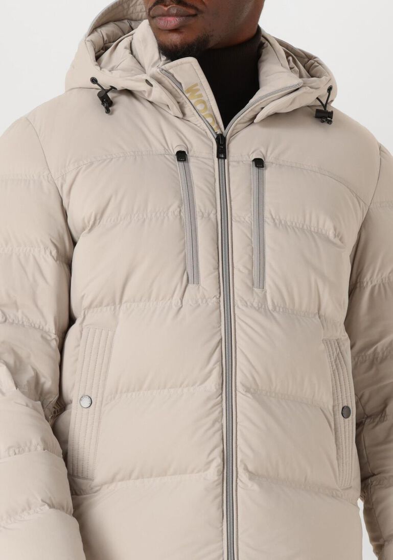 ecru woolrich gewatteerde jas matt stretch puffer jacket