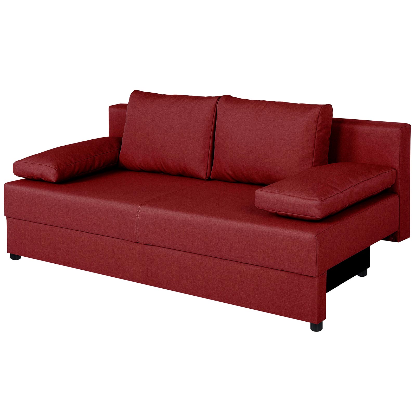 Schlafsofa - rot - Webstoff - Staukasten