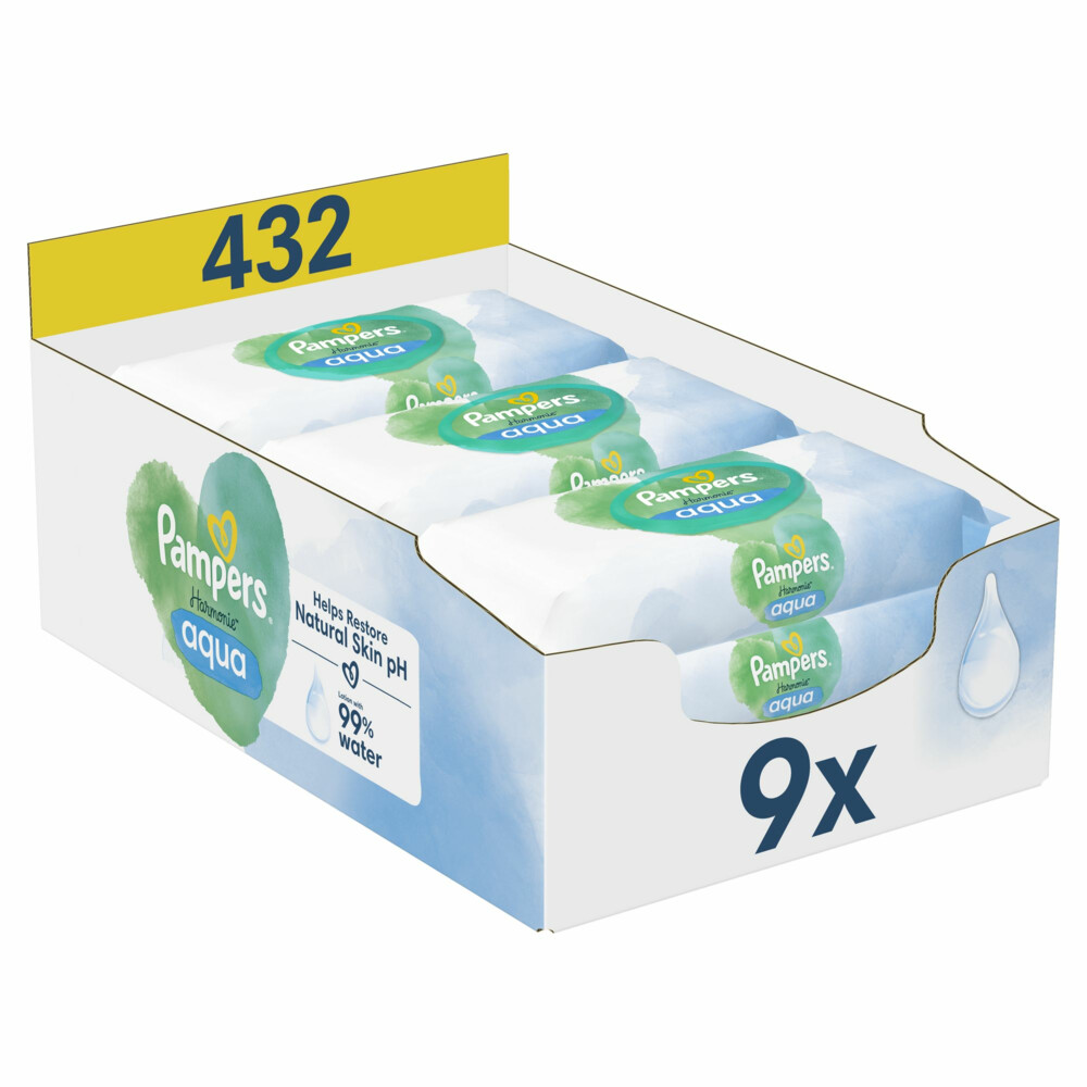 Pampers Billendoekjes Harmonie Aqua9x48 = 432 stuks