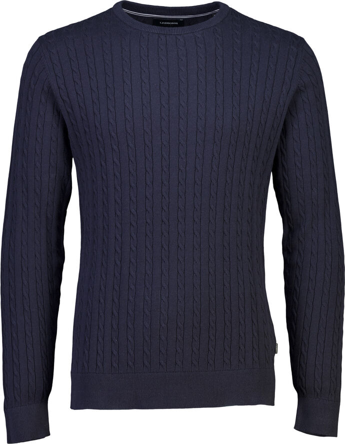 Lindbergh O-neck cable knit Navy