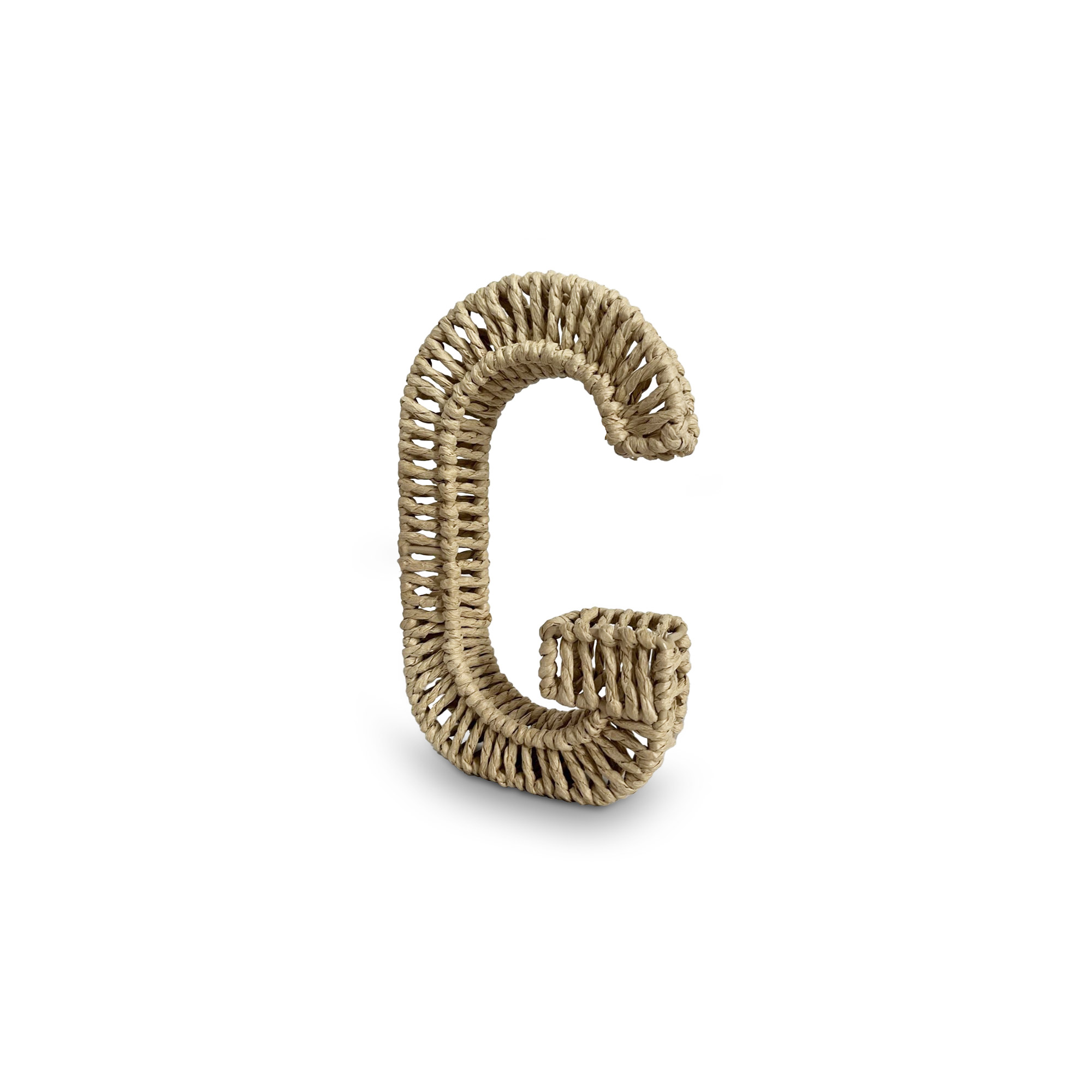 Buchstabe 'G' aus Papiergeflecht, braun, H 20,5 cm, B 12,5 cm, L 3,5 cm von fischer's lagerhaus